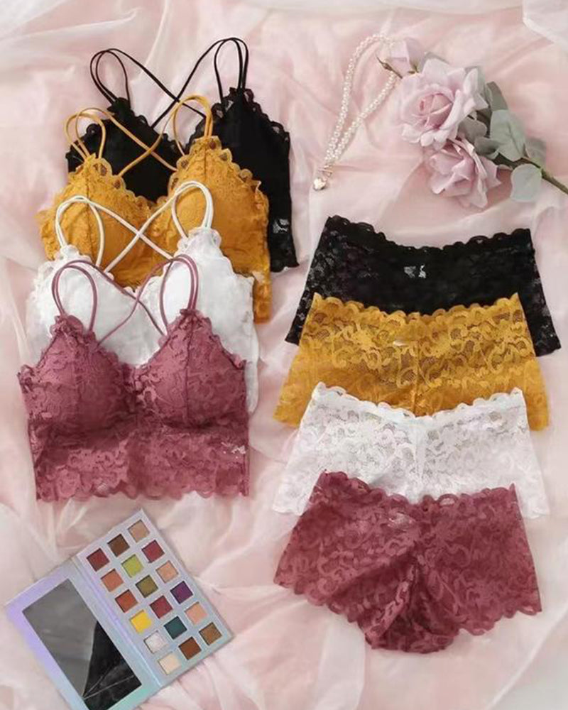 Romantic Lace Bralette & Panty Set – Alluring, Delicate Lingerie Bundle