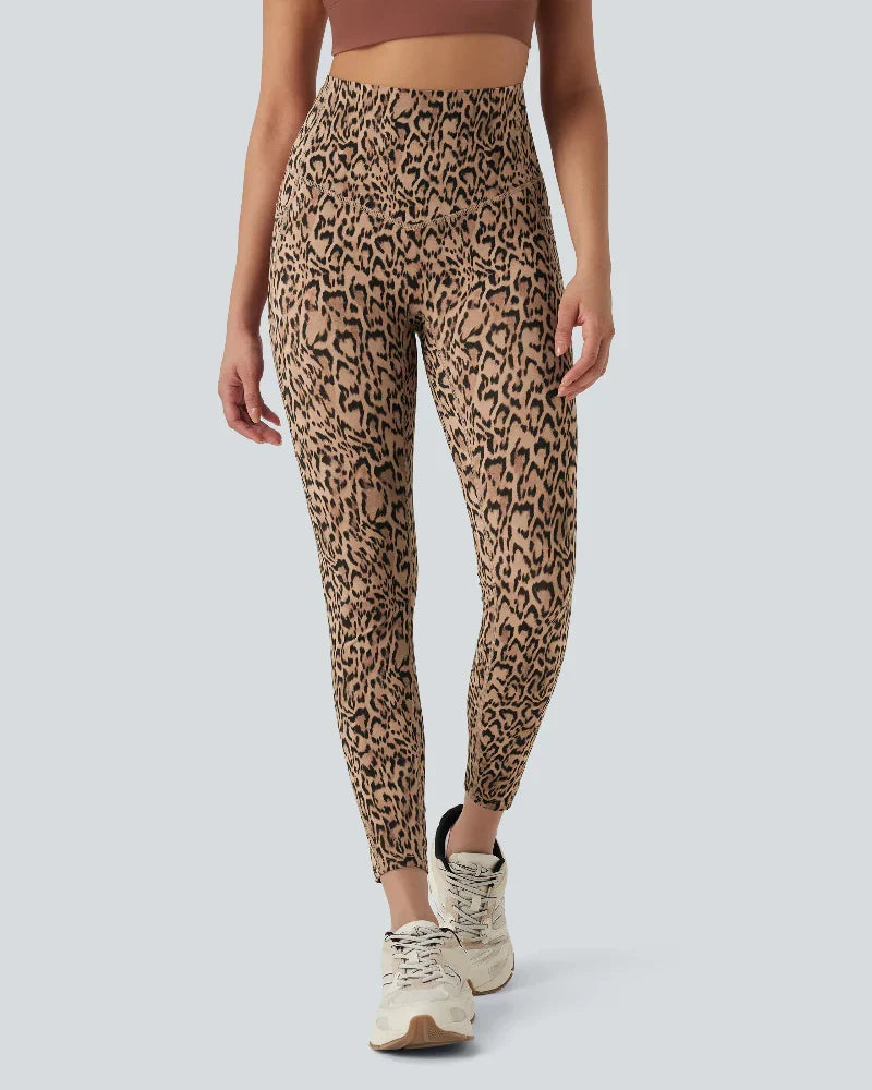 Leopard-Print High-Waisted Tummy-Control Workout Leggings with Convenient Side Pockets Main image
