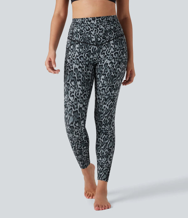 Leopard-Print High-Waisted Tummy-Control Workout Leggings with Convenient Side Pockets