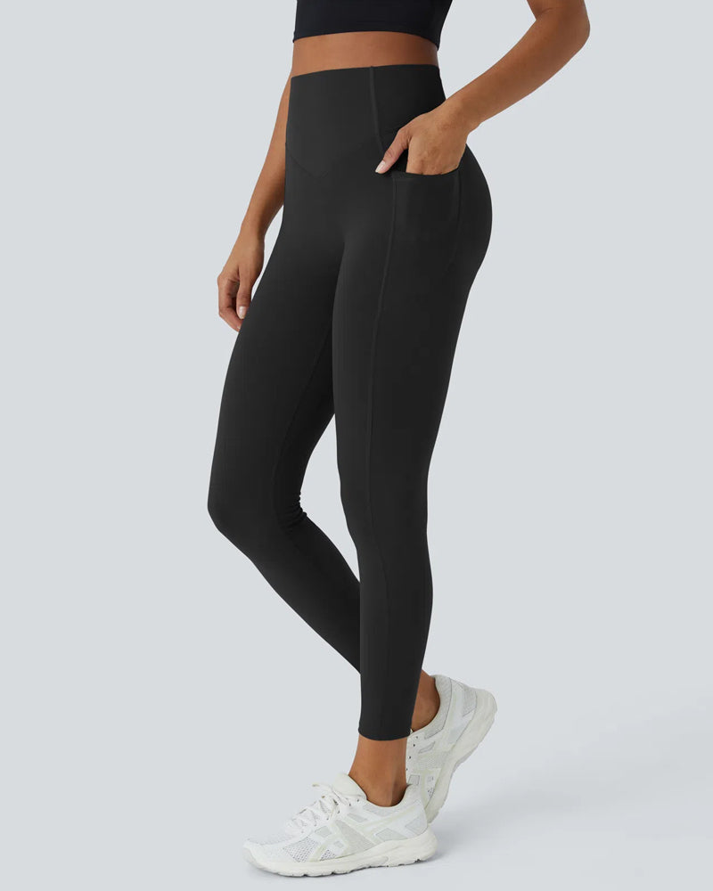 Leopard-Print High-Waisted Tummy-Control Workout Leggings with Convenient Side Pockets