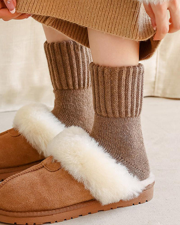 Ultra-Soft Fleece-Lined Ribbed Crew Socks for All-Day Comfort