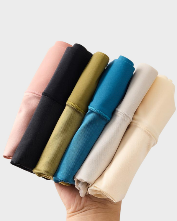 Luxurious Silky High-Waist Seamless Briefs with Elegant Scalloped Edges – 6-Pack