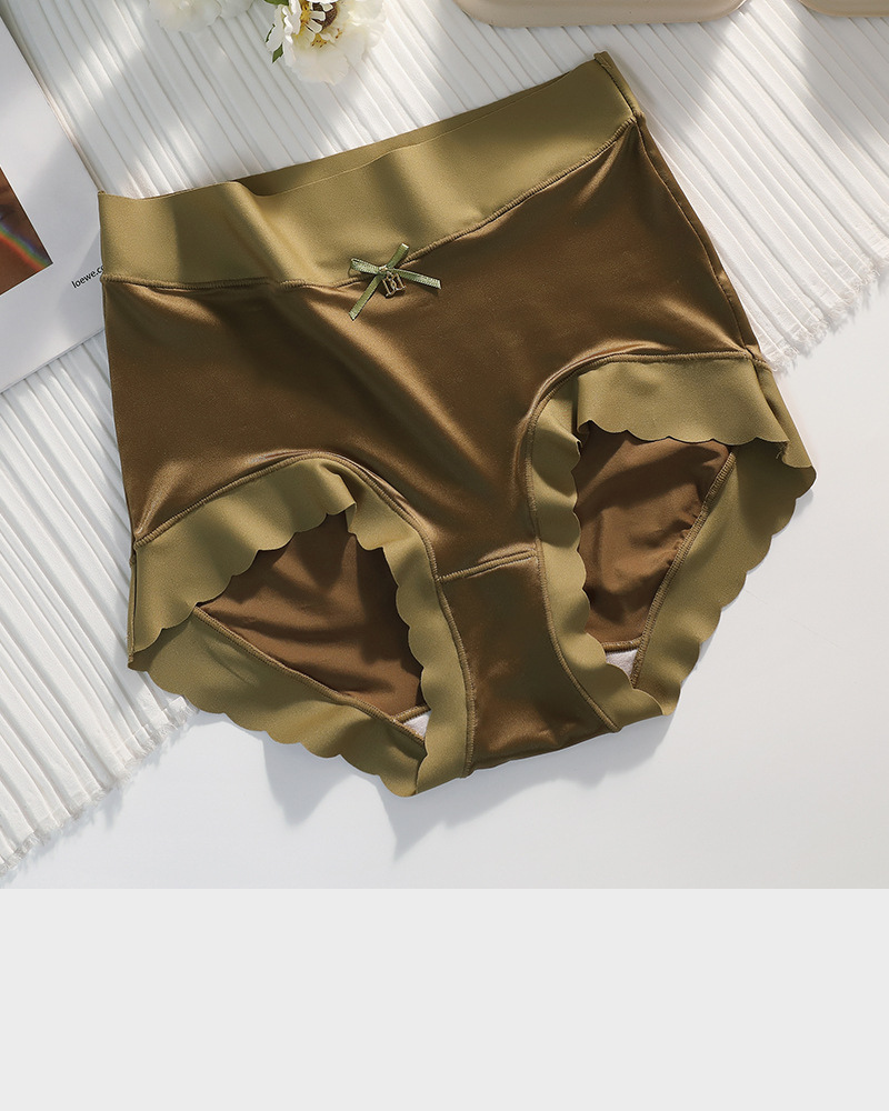 Luxurious Silky High-Waist Seamless Briefs with Elegant Scalloped Edges – 6-Pack