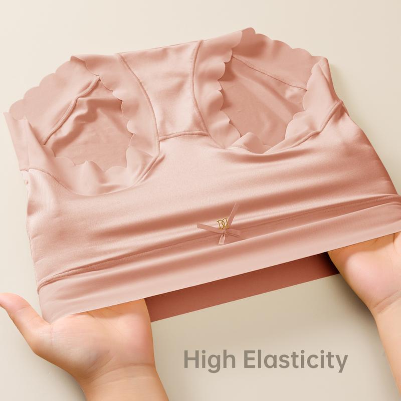 Luxurious Silky High-Waist Seamless Briefs with Elegant Scalloped Edges – 6-Pack
