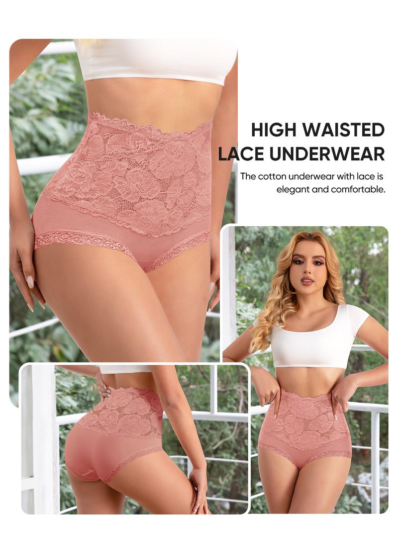 Everyday Comfort: High-Waist Lace-Trim Panties, 5-Pack