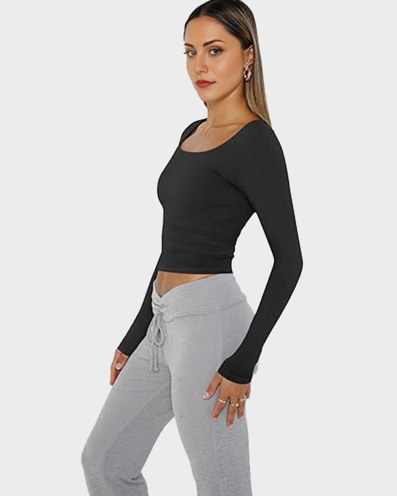 Sleek Slim-Fit Square-Neck Crop Top