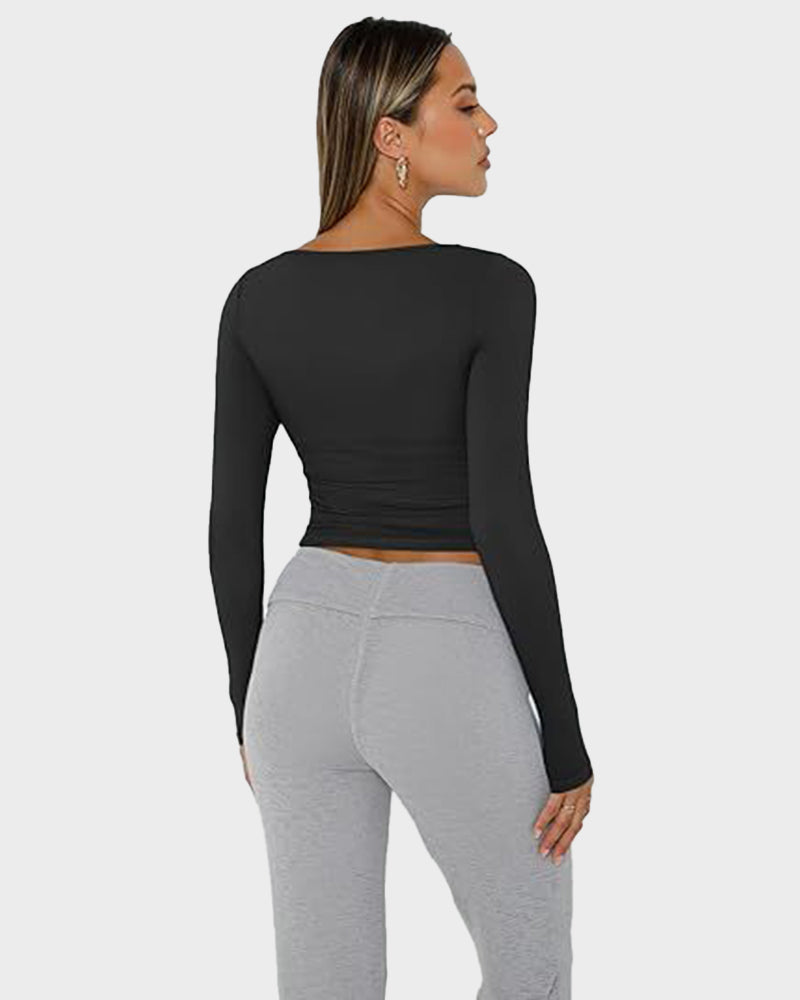 Sleek Slim-Fit Square-Neck Crop Top