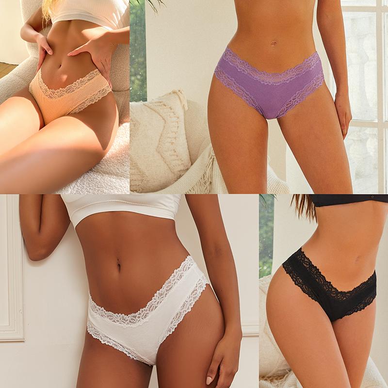 Women's Cotton Lace-Trim Low-Rise Panties