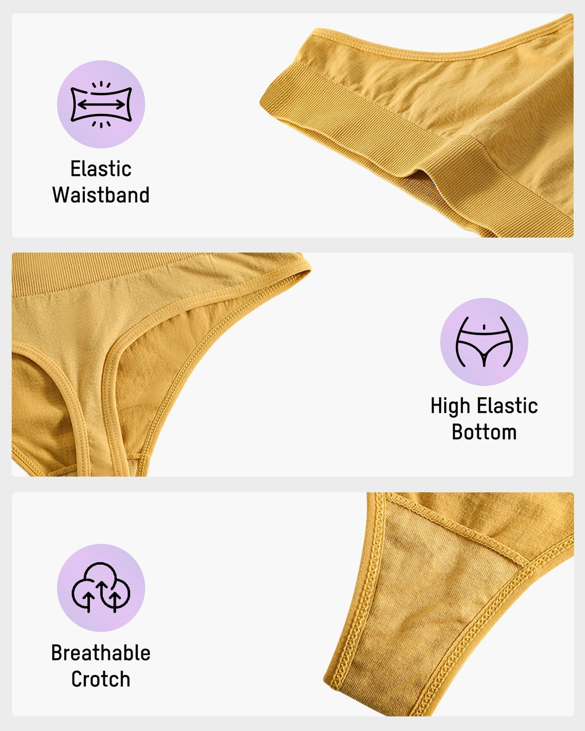 Ultra-Comfort Seamless Sport Thong Panties – 9 Pack