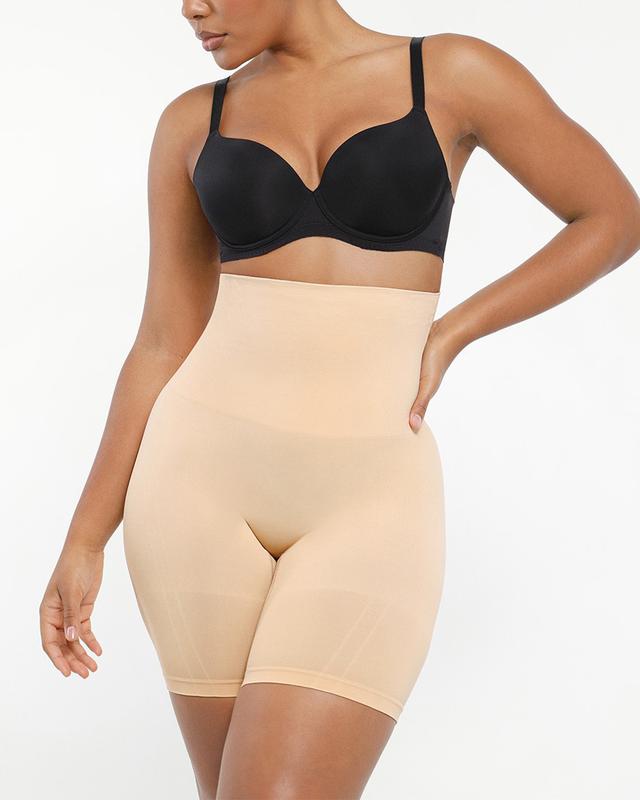 Women's Seamless High-Waisted Shapewear Shorts – Sculpting Body Shaper for Slimming Thighs and Tummy Control