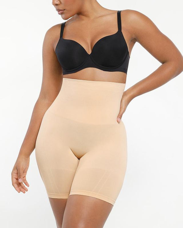 Women's Seamless High-Waisted Shapewear Shorts – Sculpting Body Shaper for Slimming Thighs and Tummy Control