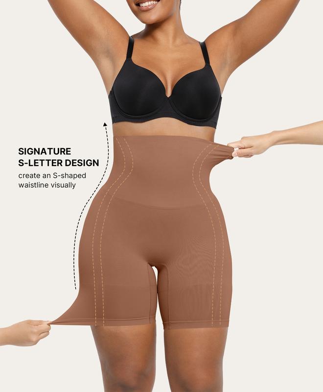 Women's Seamless High-Waisted Shapewear Shorts – Sculpting Body Shaper for Slimming Thighs and Tummy Control