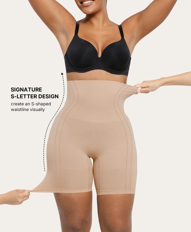 Women's Seamless High-Waisted Shapewear Shorts – Sculpting Body Shaper for Slimming Thighs and Tummy Control