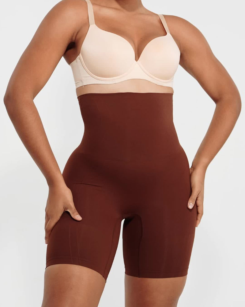 Women's Seamless High-Waisted Shapewear Shorts – Sculpting Body Shaper for Slimming Thighs and Tummy Control