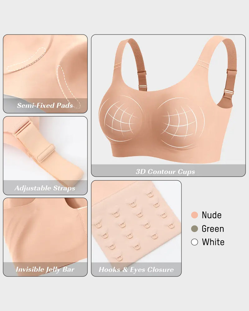 Wireless Full-Coverage Jelly Bra with Breathable Straps for All-Day Comfort