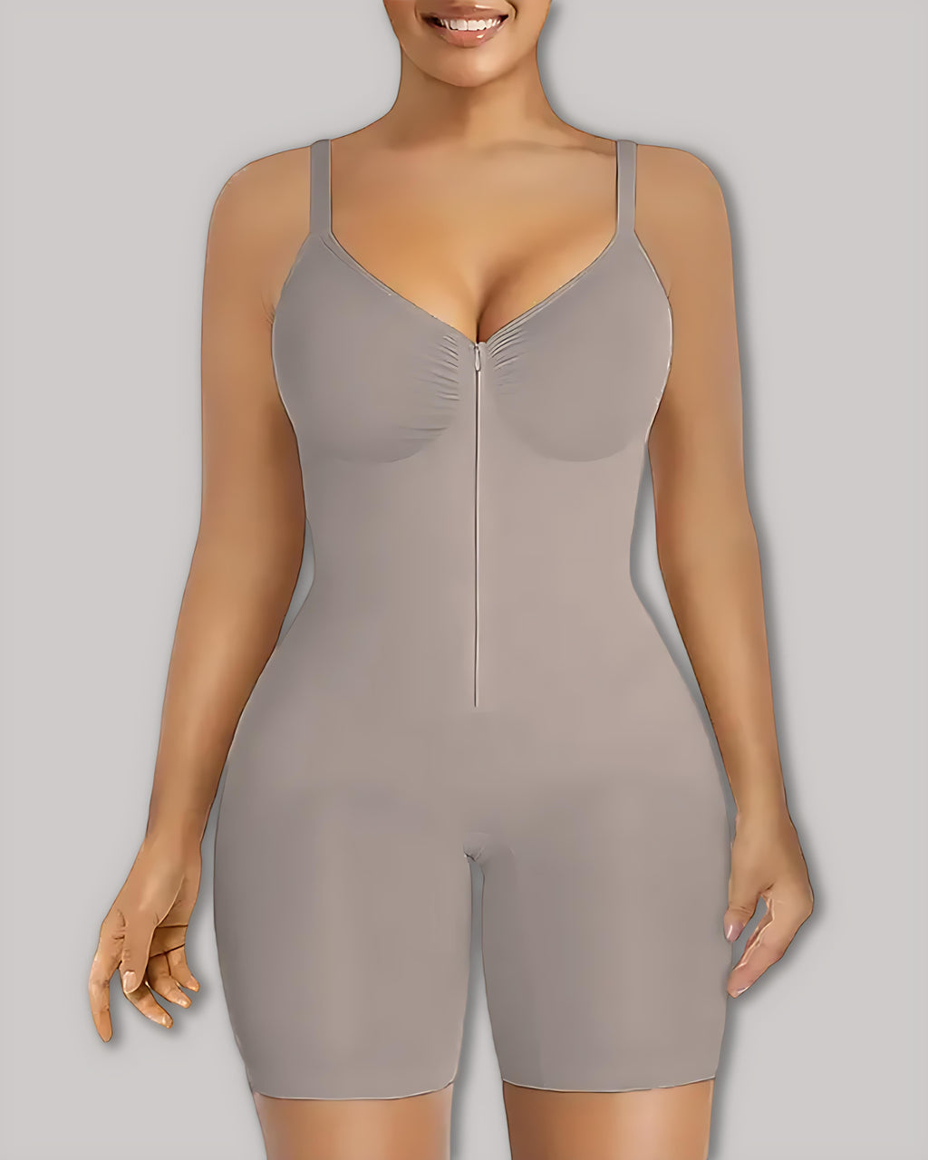 Women's Ultra-Stretch Zipper Shapewear with Adjustable Straps, Breathable Mesh for Tummy Control Body Shaper
