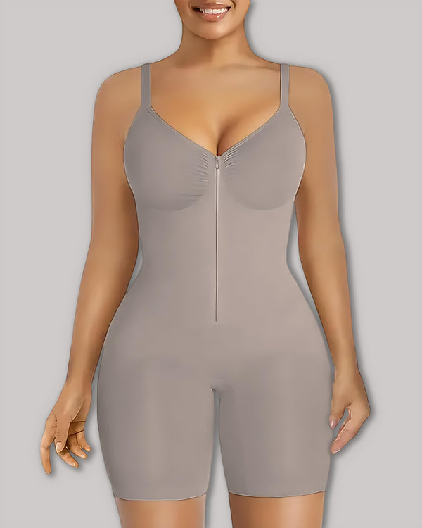 Women's Ultra-Stretch Zipper Shapewear with Adjustable Straps, Breathable Mesh for Tummy Control Body Shaper