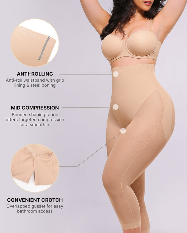 Shapecurve 3D Butt-Lifting Mesh Capri Tights – Sculpting Capris with Breathable Mesh