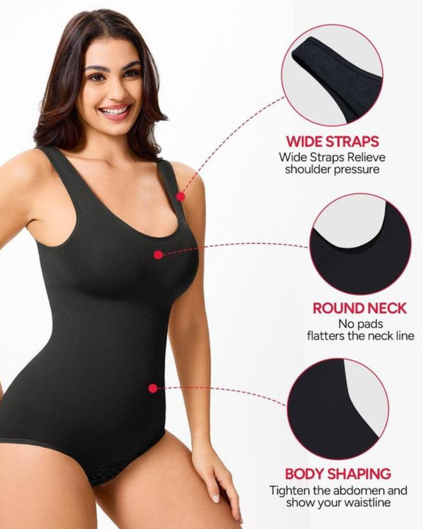 Women's Seamless Round-Neck Shaping Bodysuit with Tummy Control