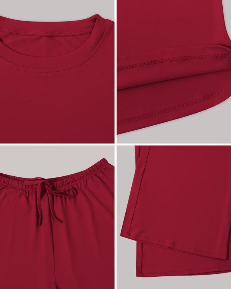 Women's 2-Piece Activewear Set: Long-Sleeve Crop Top + Wide-Leg Pants — Ultra-Stretchy Yoga, Workout & Running Wear