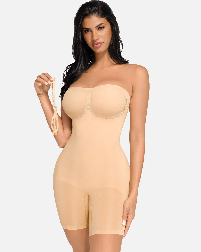 True Shape Seamless Strapless Bodysuit with Removable Straps - Sleek, Sculpted Silhouette