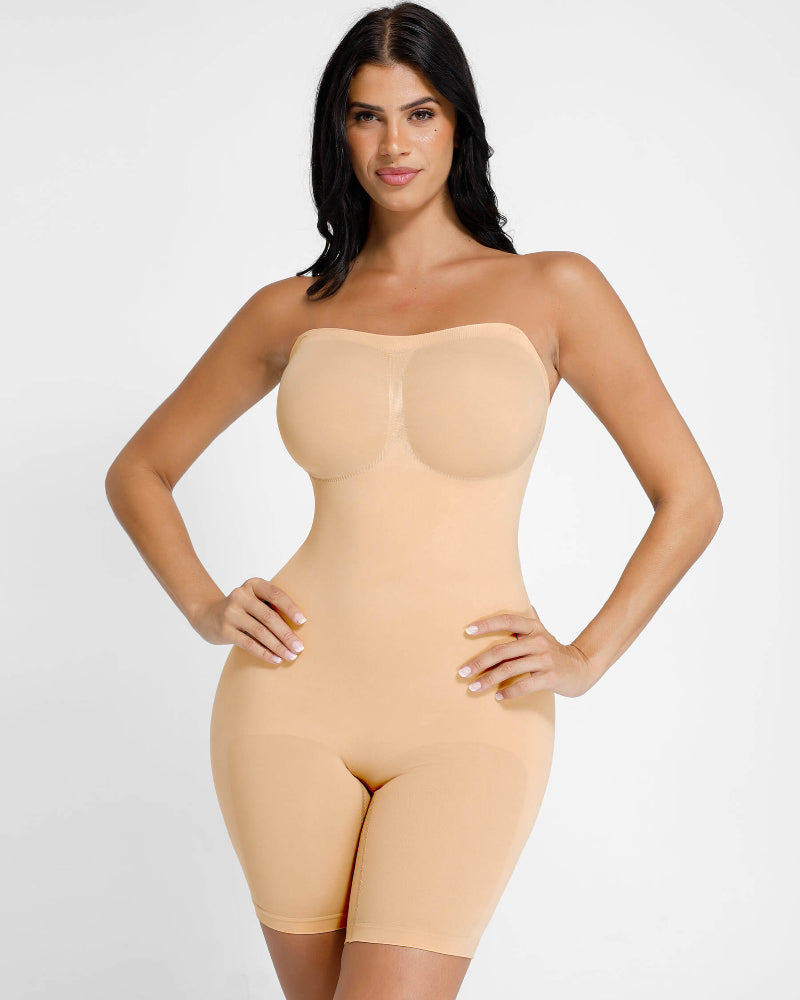 True Shape Seamless Strapless Bodysuit with Removable Straps - Sleek, Sculpted Silhouette