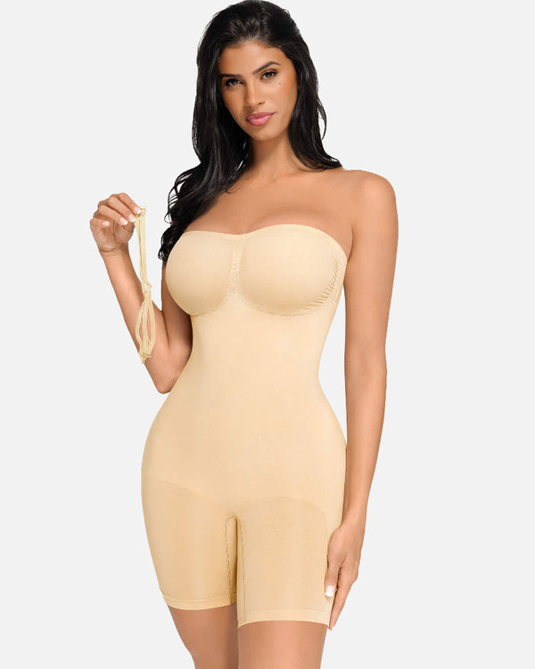 True Shape Seamless Strapless Bodysuit with Removable Straps - Sleek, Sculpted Silhouette