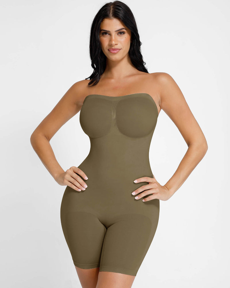 True Shape Seamless Strapless Bodysuit with Removable Straps - Sleek, Sculpted Silhouette