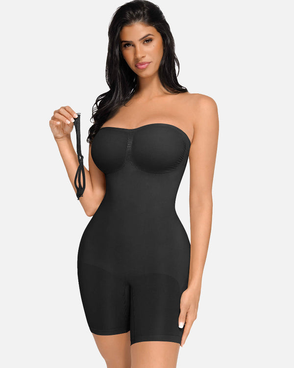 True Shape Seamless Strapless Bodysuit with Removable Straps - Sleek, Sculpted Silhouette