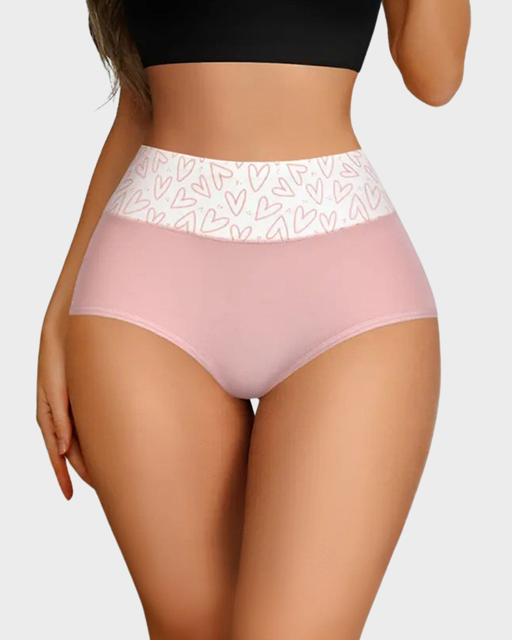 Luxuriously Soft Cotton Heart-Print High-Waist Panties – 6-Pack