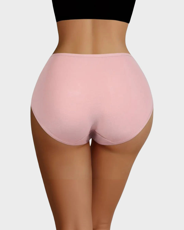 Luxuriously Soft Cotton Heart-Print High-Waist Panties – 6-Pack