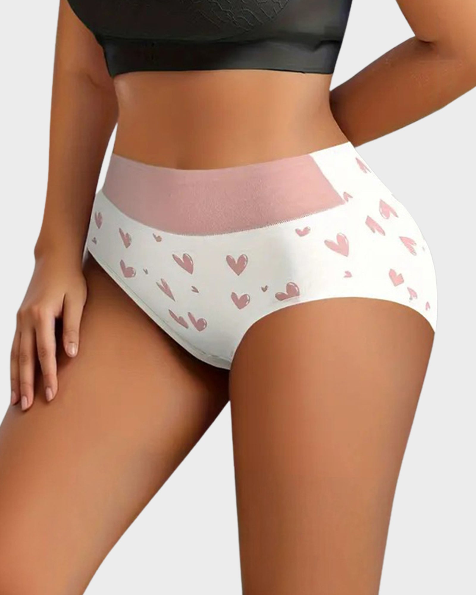 Luxuriously Soft Cotton Heart-Print High-Waist Panties – 6-Pack