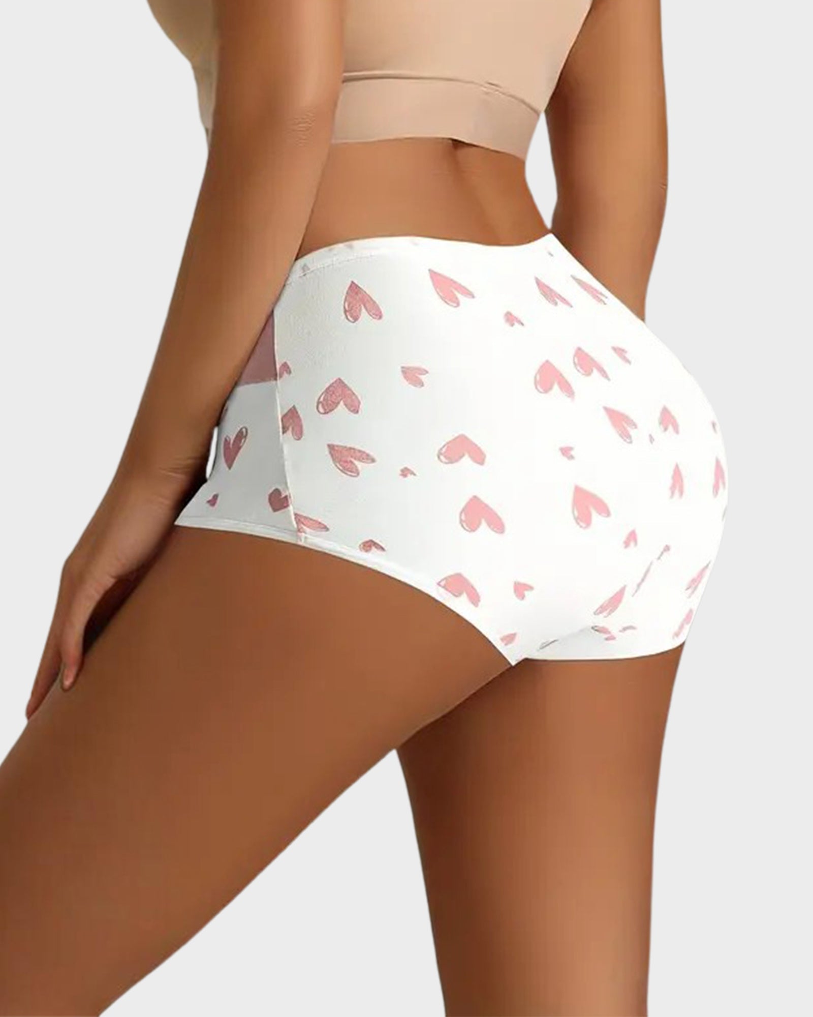Luxuriously Soft Cotton Heart-Print High-Waist Panties – 6-Pack