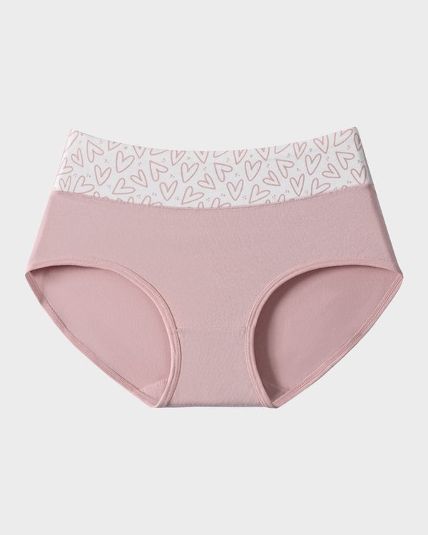 Luxuriously Soft Cotton Heart-Print High-Waist Panties – 6-Pack