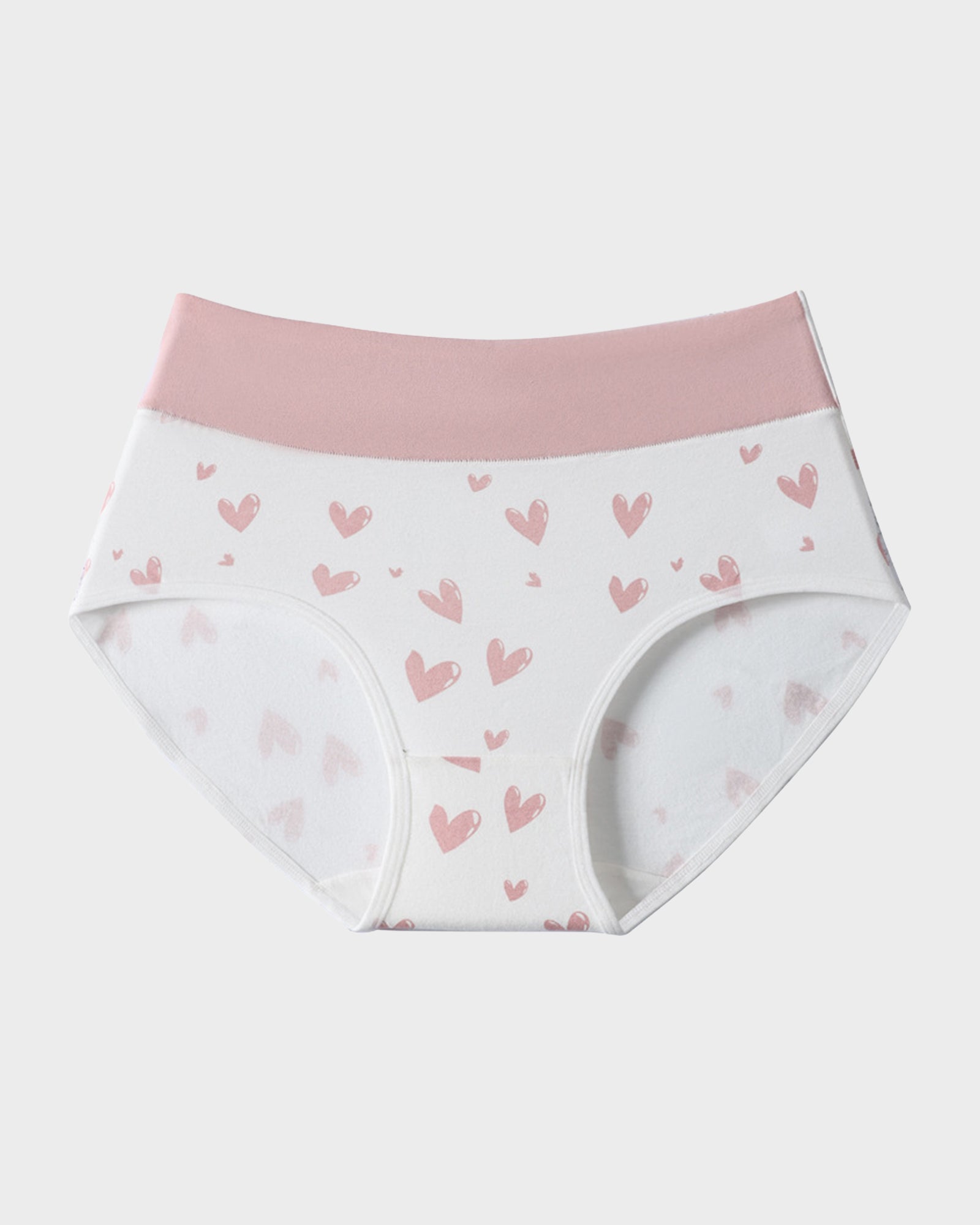 Luxuriously Soft Cotton Heart-Print High-Waist Panties – 6-Pack
