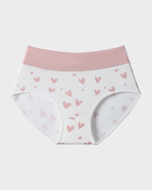 Luxuriously Soft Cotton Heart-Print High-Waist Panties – 6-Pack