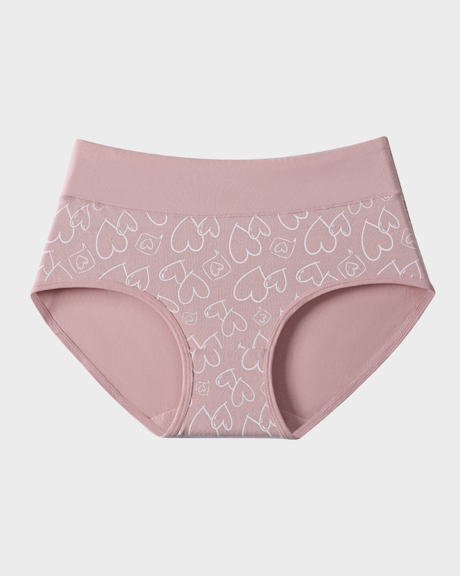 Luxuriously Soft Cotton Heart-Print High-Waist Panties – 6-Pack
