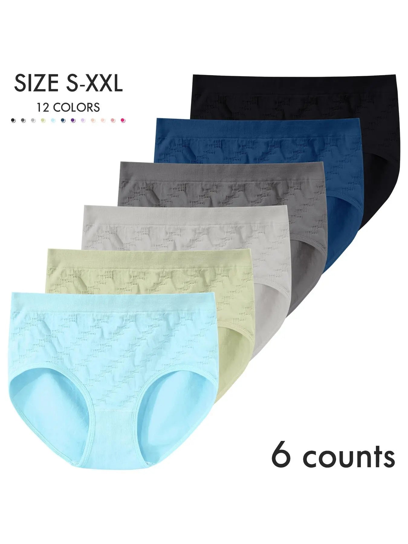 6-Pack Women's Seamless Mid-Waist Triangle Briefs with Crotch – Comfortable Everyday Underwear