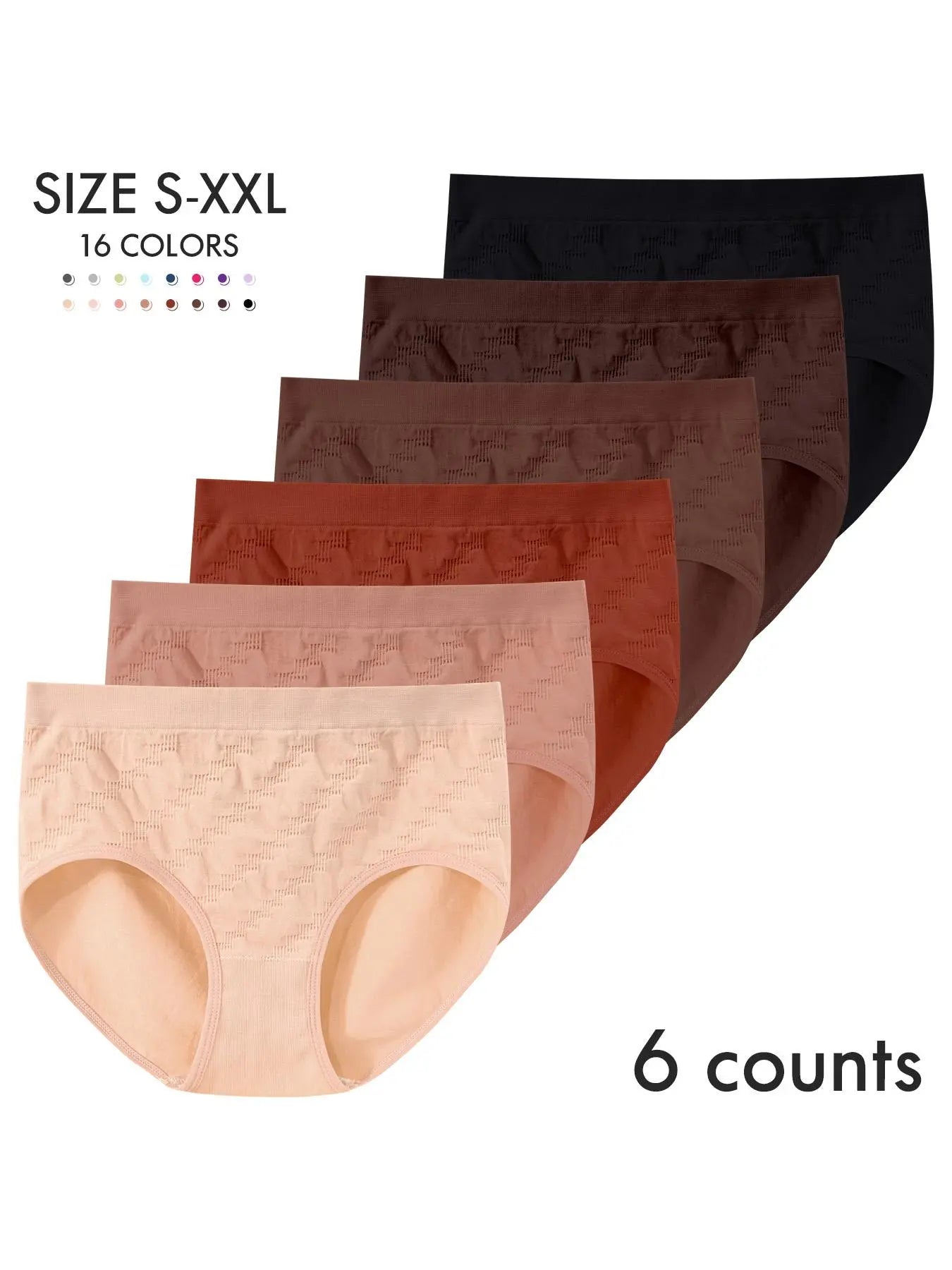 6-Pack Women's Seamless Mid-Waist Triangle Briefs with Crotch – Comfortable Everyday Underwear
