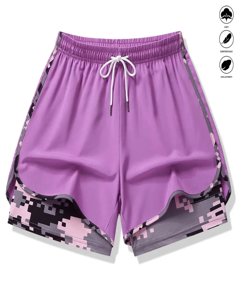 Women's Athletic Shorts with Built-In Liner and Adjustable Drawstring Waist Secondary image