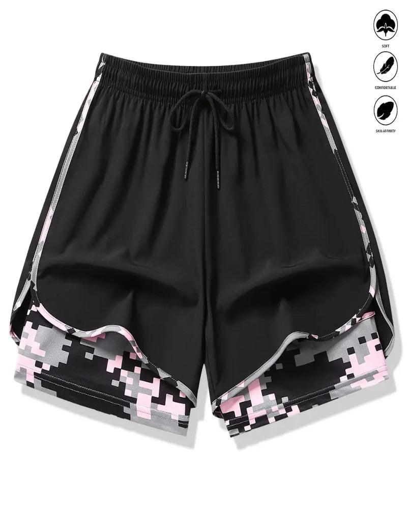 Women's Athletic Shorts with Built-In Liner and Adjustable Drawstring Waist