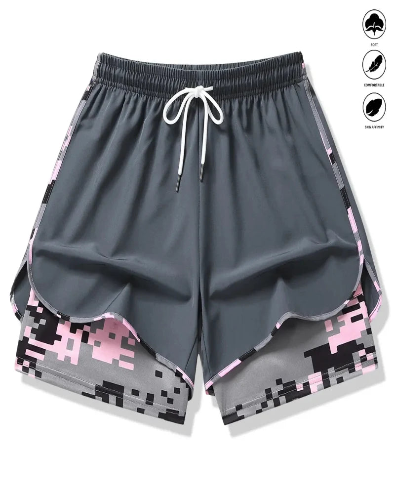 Women's Athletic Shorts with Built-In Liner and Adjustable Drawstring Waist