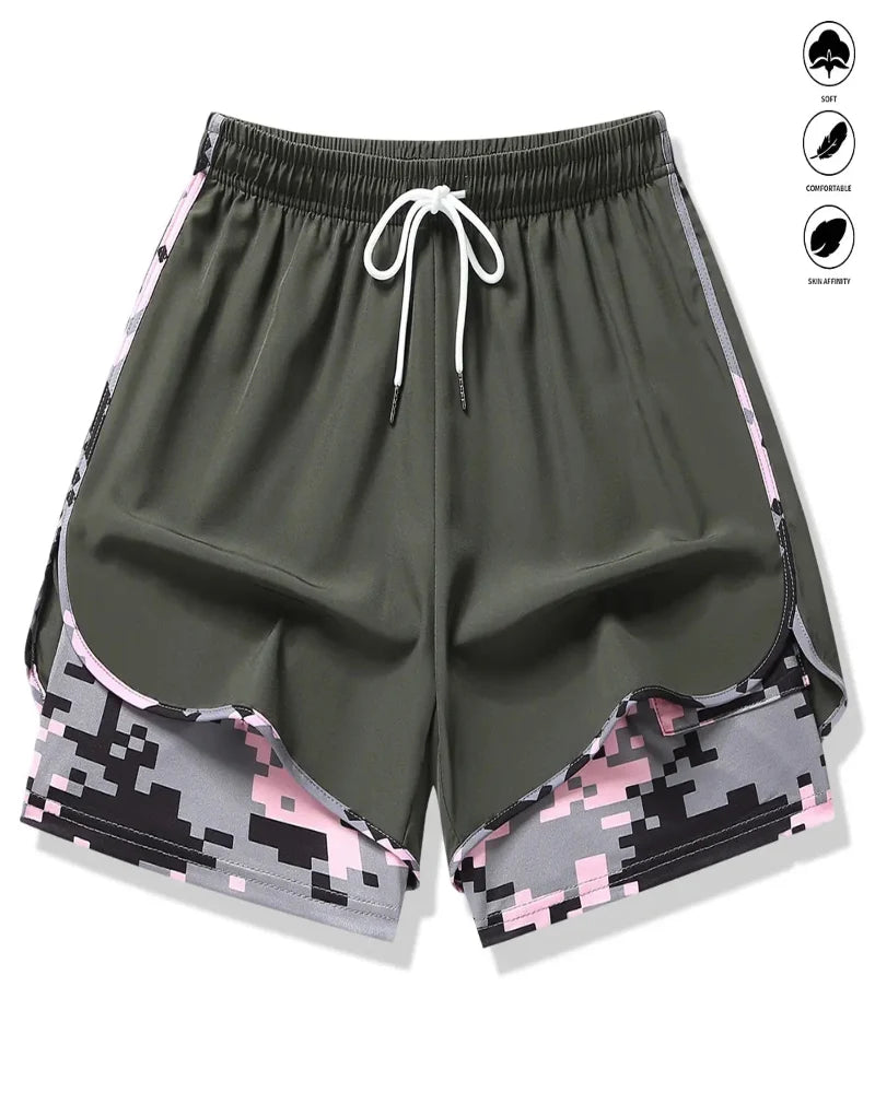 Women's Athletic Shorts with Built-In Liner and Adjustable Drawstring Waist