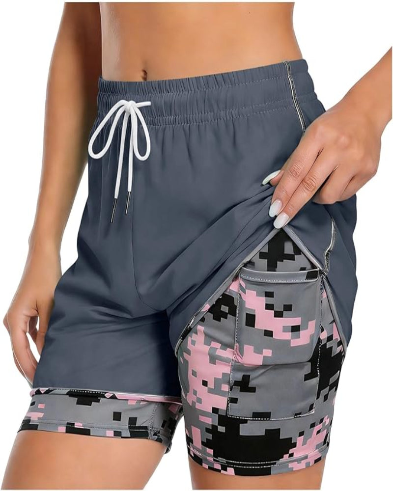 Women's Athletic Shorts with Built-In Liner and Adjustable Drawstring Waist