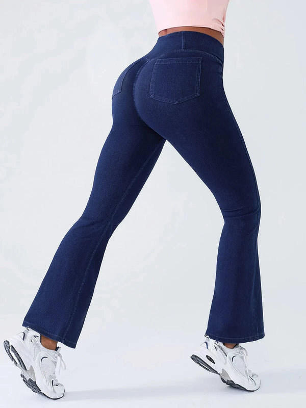 SHAPECURVE Crossover Denim Leggings with Side Pockets – Sculpting, Contouring Fit