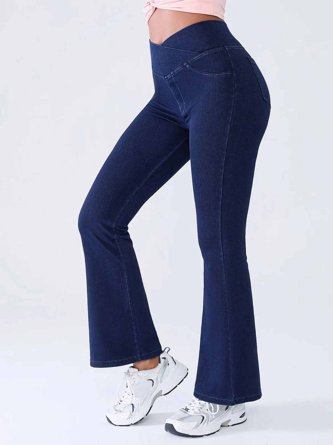 SHAPECURVE Crossover Denim Leggings with Side Pockets – Sculpting, Contouring Fit Main image