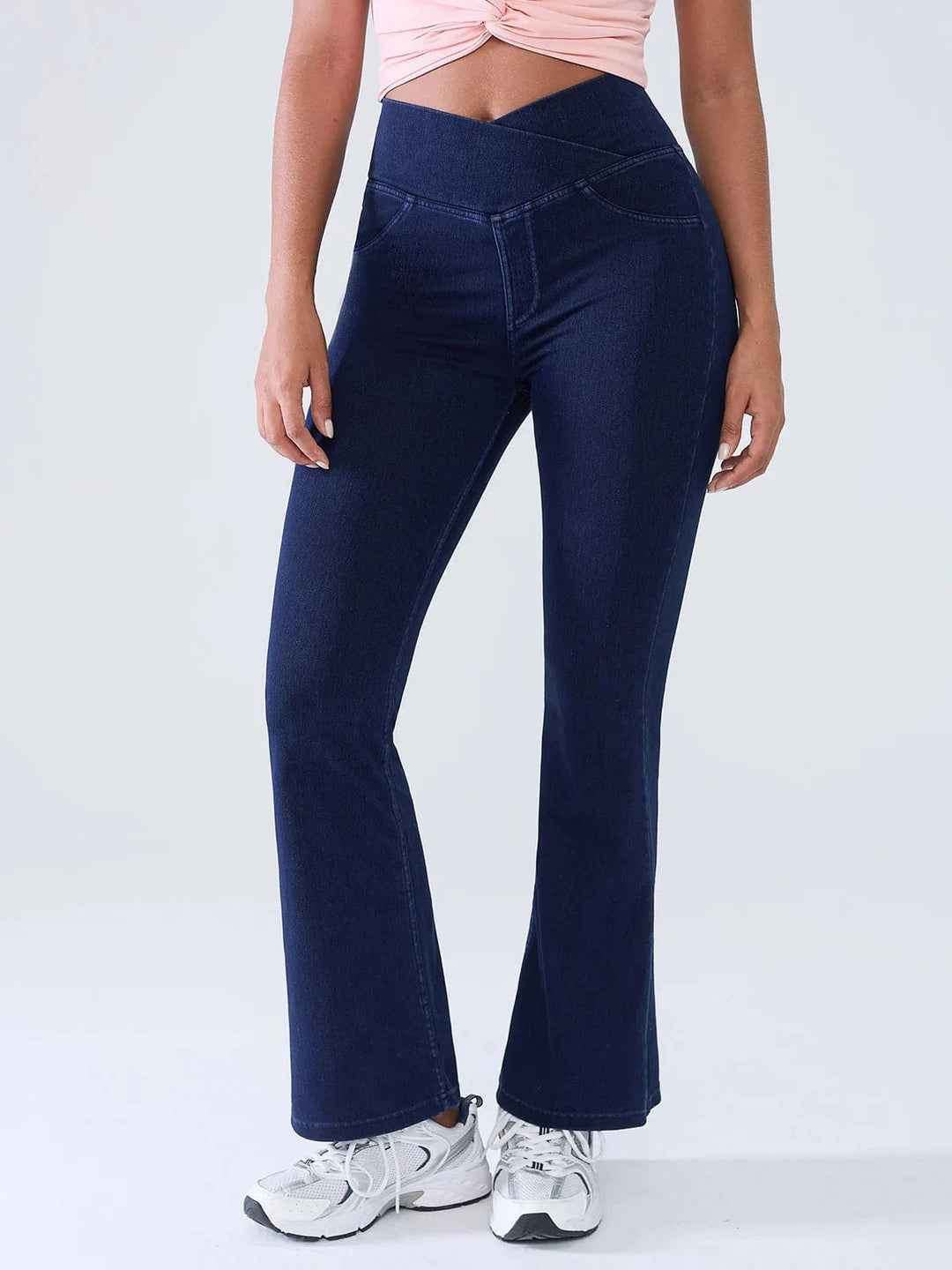 SHAPECURVE Crossover Denim Leggings with Side Pockets – Sculpting, Contouring Fit