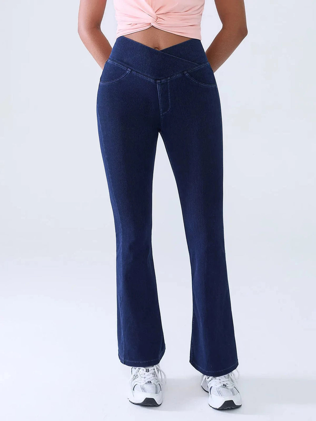 SHAPECURVE Crossover Denim Leggings with Side Pockets – Sculpting, Contouring Fit