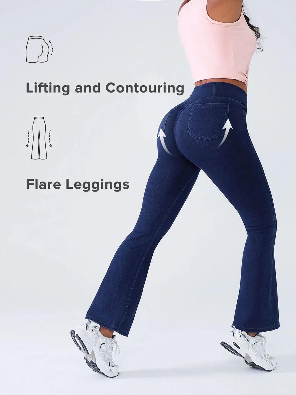 SHAPECURVE Crossover Denim Leggings with Side Pockets – Sculpting, Contouring Fit