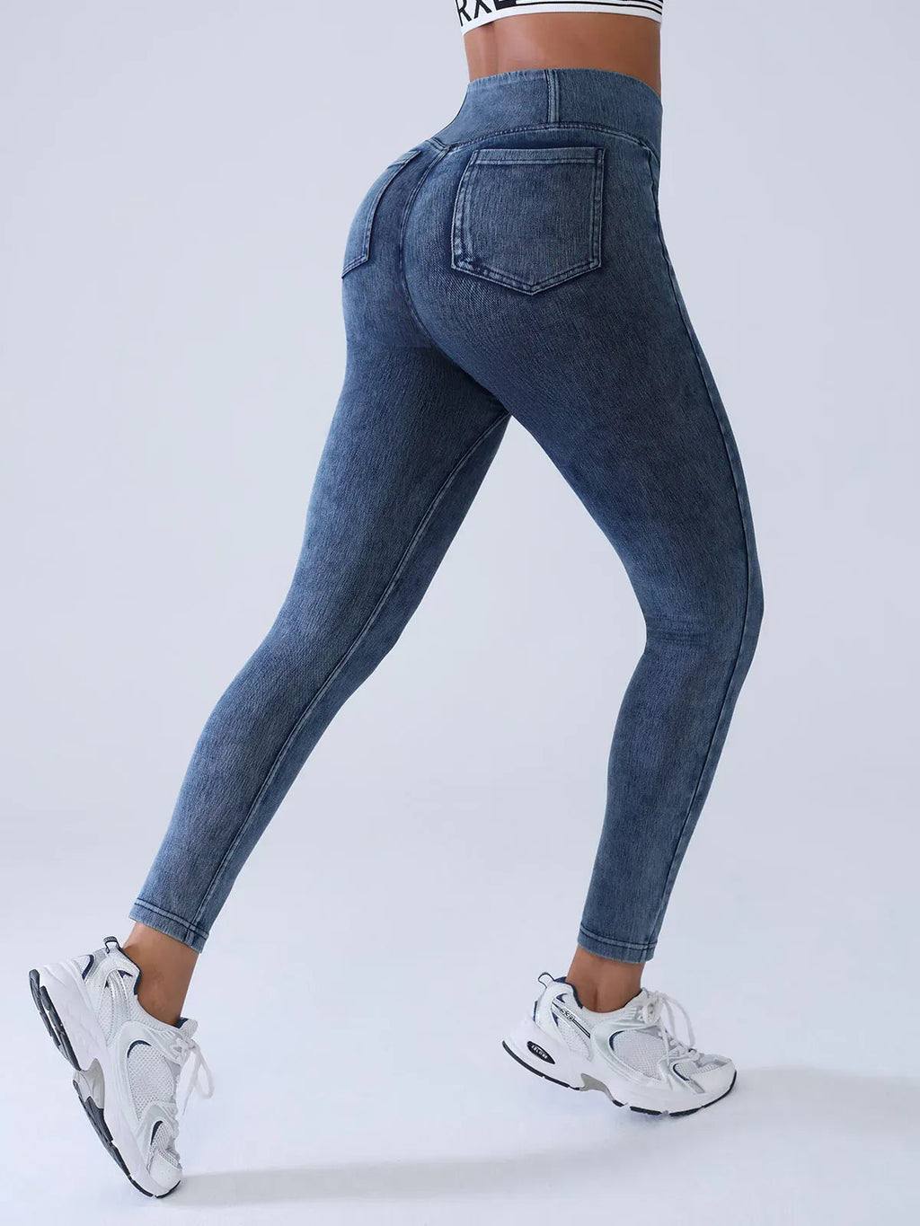 SHAPECURVE Crossover Denim Leggings with Side Pockets – Sculpting, Contouring Fit